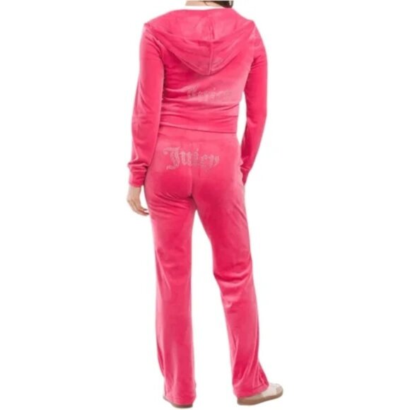 Juicy Couture OG Bling Velour Hoodie Pant Set Tracksuit Sweatpant Sweatshirt Y2k - Picture 5 of 6